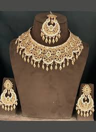 gold tone indian wedding jewellery set