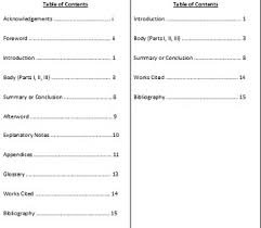 table of contents definition format