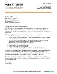 facilities administrator cover letter