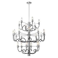 Dainolite Abaco 24 Light Satin Chrome Matte Black Chandelier With No Shades Aba 2824c Sc Mb The Home Depot