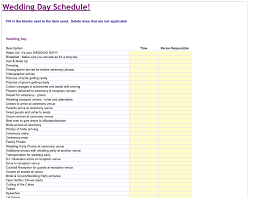wedding day timeline template excel