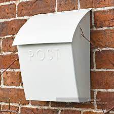 Cream Lockable Wall Mounted Modern Post Box