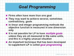 Integer Programming Goal Programming