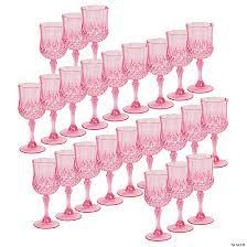 Pink Patterned Plastic Wine Glasses
