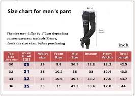 Size Chart For Mens Pant Mens Pants Size Chart Mens