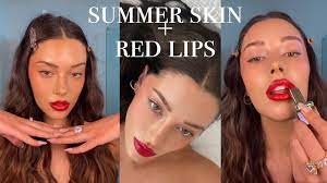 summer skin red lips makeup you