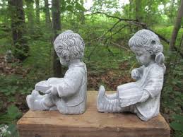 Antiqued Cement 6 Boy And Girl Pair