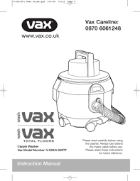 vax wash total floors owner manual