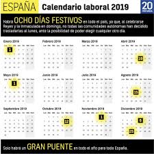 ¿por qué hoy es festivo? Calendario Laboral 2019 Puentes Y Semana Santa