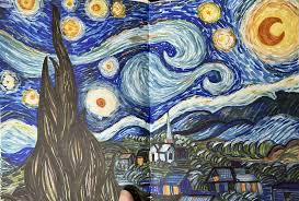 starry night painting with markers