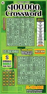 Write your crossword entry on the left & the associated clue on the right. 100 000 Crossword Minnesota Lottery