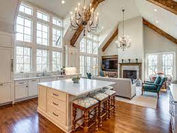 country kitchen with vaulted ceilings