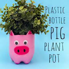 plastic bottle pig plant pot doodle