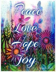 Peace, Hope, Love and Joy | Hippie peace, Peace and love, Peace sign art