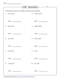 Questions on lcm and hcf/gcd. Least Common Multiple Lcm Of Polynomials Worksheets