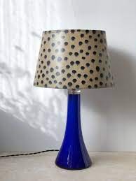 Mid Century Blue Glass Table Lamp From