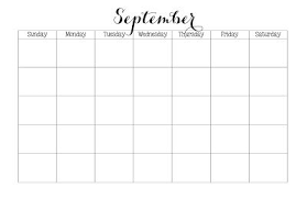 Blank September Calendar Free Printable 11x17 Calendar