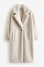 Buy Winter White Teddy Borg Long Coat