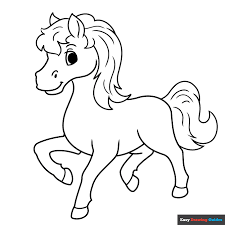 cartoon horse coloring page easy
