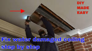 how to fix water damaged ceiling diy