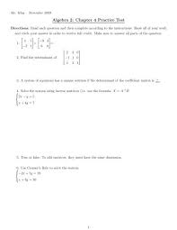 algebra 2 chapter 4 practice test
