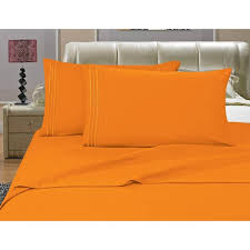 Orange Solid Microfiber King Sheet Set