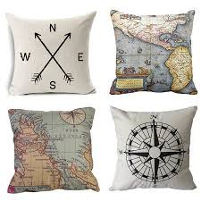 map art throw pillow cases couch covers