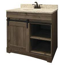 See our wide selection of vanity tops including solid surface, quartz, granite and cultured marble. Dakota 36 W X 21 5 8 D Sliding Barn Door Bathroom Vanity Cabinet At Menards