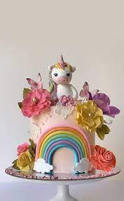 Rainbow Unicorn Cake For Girl gambar png