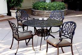 Patio Furniture Dining Set Cast Aluminum 48 Round Table 5pc Lisse