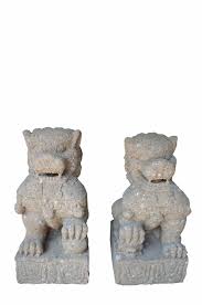 Chinese Concrete Foo Dogs Guardian Lion