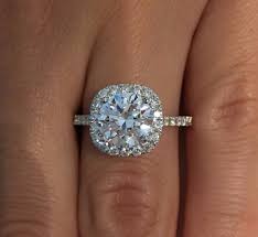 3 Carat D Vs1 Cushion Halo Round Cut Diamond Engagement Ring 14k White Gold