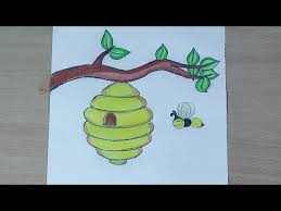 how to draw a beehive with a bee