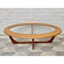 Vintage Oval Glass Coffee Table 1970