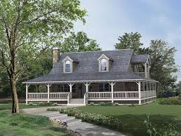 Ranch style homes were frequently modified to accommodate shallow porches. New Single Story Farmhouse Plans With Wrap Around Porch Best Country Style Homes With Wrap Arou Country Style House Plans Porch House Plans Rustic House Plans