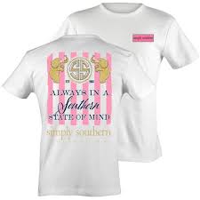 Details About Simply Southern Always In A Southern State Of Mind Cotton Tee Shirt