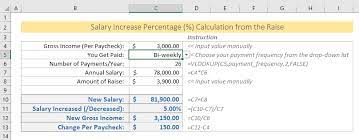 calculate salary increase percene