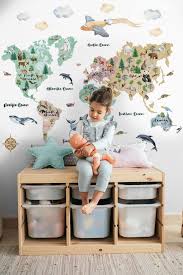 Kids Map Wall Decal Watercolor Kids