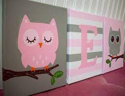 Owls Nursery Wall Decor Pink And Gray