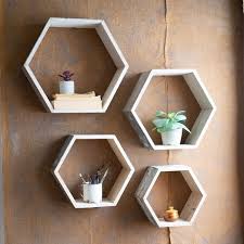 Recycled Wood Hexagon Wall Shelves Set
