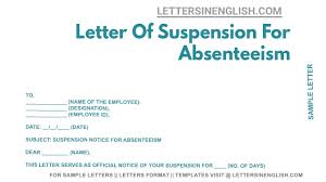 letter of suspension for absenteeism