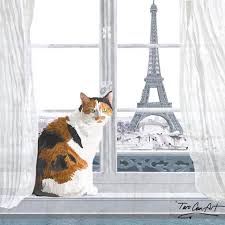 Paris Calico Cat Eiffel Tower Wall Art