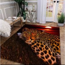 leopard print design centre rug 100 x