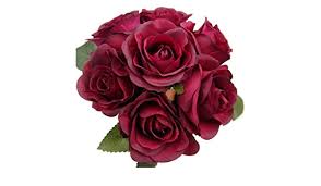 Bouquet di rose artificiali da 31 cm, colore: rosso scuro/bordeaux, con 7  rose grandi, ideale per matrimonio : Amazon.it: Casa e cucina