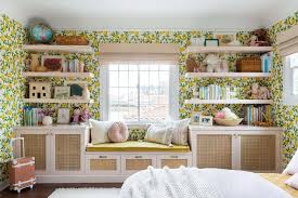 sweet girls room with white built ins