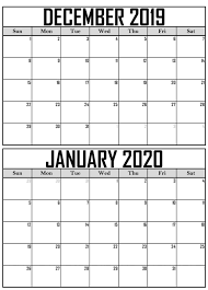 Free Calendar December 2019 January 2020 Template Net