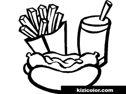 Eat hot dog coloring page garfield sketch coloring page. Hot Dog Meal With French Fries Free Print And Color Online