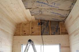 insulation and pine board tiny house
