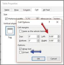 typing in microsoft word tables