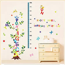Alphabet Letters Tree Removable Height Chart Wall Sticker Kids Growth Chart Wall Decal Measure Wall Decor For Nursery Deoration